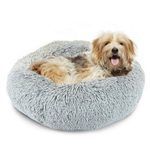 Precious Tails 24" Grey Round Plush Pet Bed