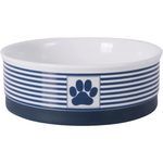 Bone Dry Porcelain Medium Stripe Paw Pet Bowl with Silicone Ring