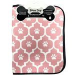Bone Dry Machine Washable Ultra Obsorbent Rose and Off White Trellis Paw Pet Feeding Mat