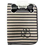 Bone Dry Machine Washable Ultra Obsorbent Brown Striped Paw Pet Feeding Mat