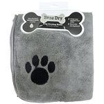 Bone Dry Embroidered Gray Microfiber Pet Robe with Adjustable Closure