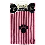 Bone Dry Pet Grooming Microfiber Towel in Cranberry Striped Collection