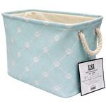 Bone Dry Polyester Rectangular Pet Bin Size Small in Aqua with Trellis Paw Design