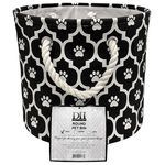 Bone Dry Polyester Round Pet Bin Size Small in Black with Lattice Paw Design