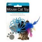 Feathered Mouse in Ball Cage Cat Toy