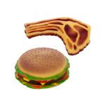 Squeaky Hamburger & Steak Dog Toy
